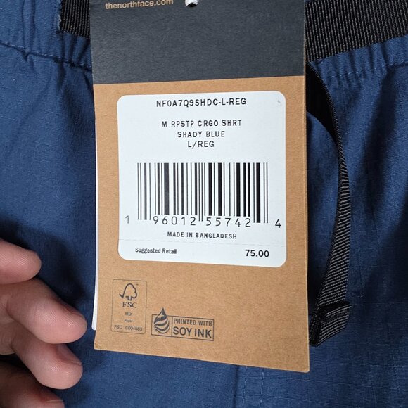 The North Face Cargo Shorts Mens Size Large Shady Blue Ripstop Belted 7L NWT - Picture 6 of 14